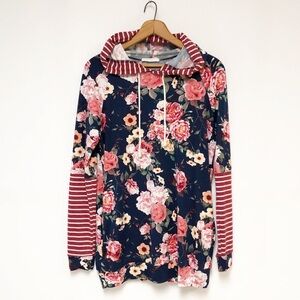 Reborn J Floral Stripe Hoodie Size M